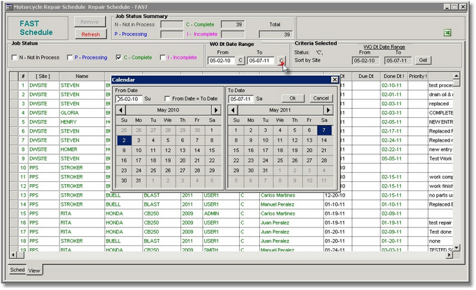MC-RepairSceduleDashboard-View-DateSelect